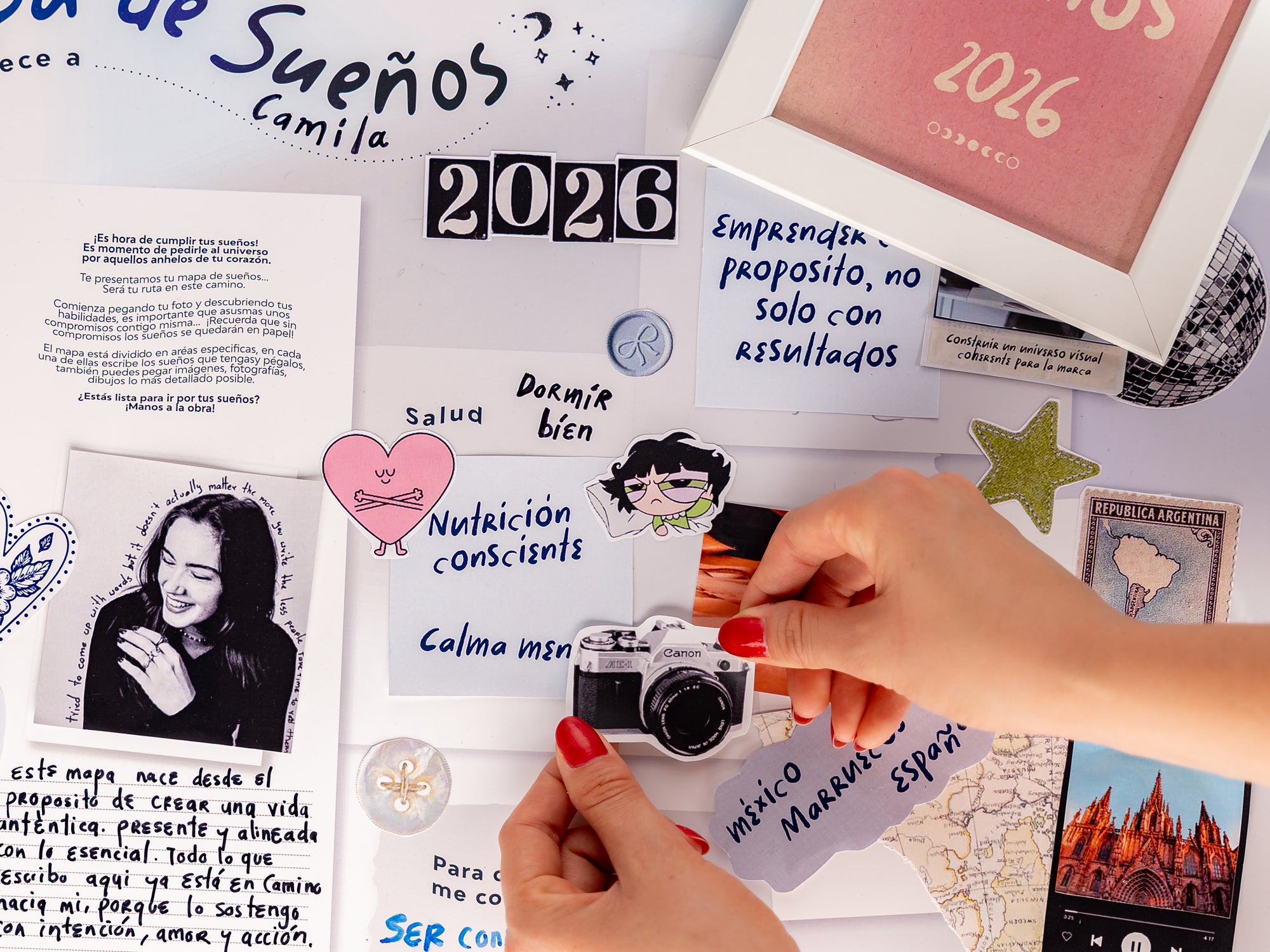 Mapa de Sueños 2026 con Tubo tipo alcancía, Póster y Guía de Manifestación